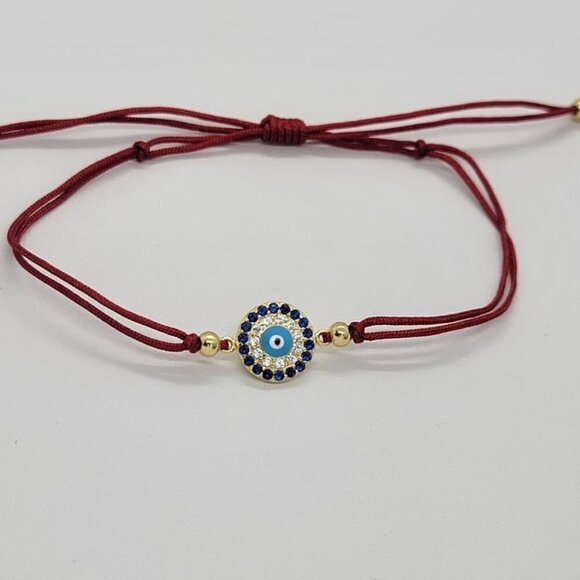 Sterling SIlver 925 Blue Evil Eye Design with adjustable Bracelet - Picture 4 of 4